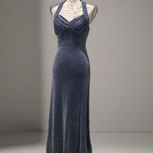 Vintage Y2K Morgan and Co by Linda Bernell Blue Metallic Glitter Dress  Sz 9/10